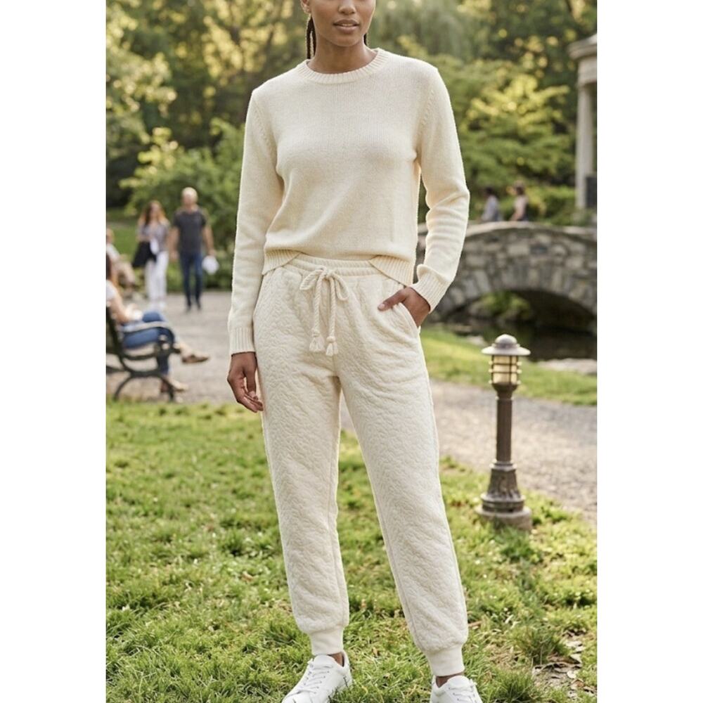 Madewell Quilted geometric Knit Jogger Antique Cream Medium Comfort Loungewear